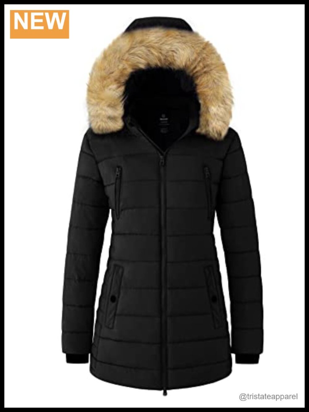 Women's Quilted Puffer Jacket Faux Fur Hood Winter Coat
